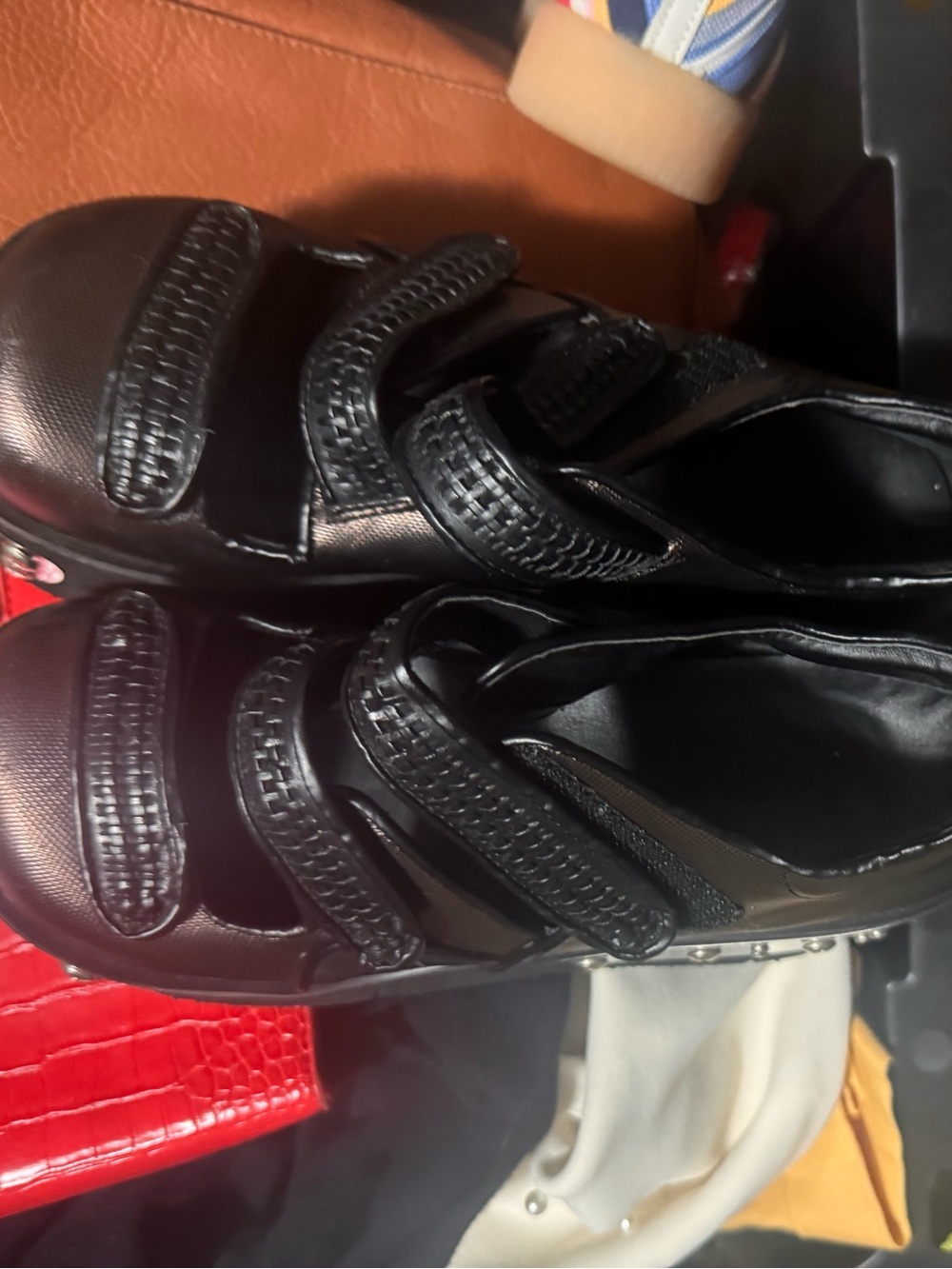 Dolls Kill Black Velcro Strap Clog Mules